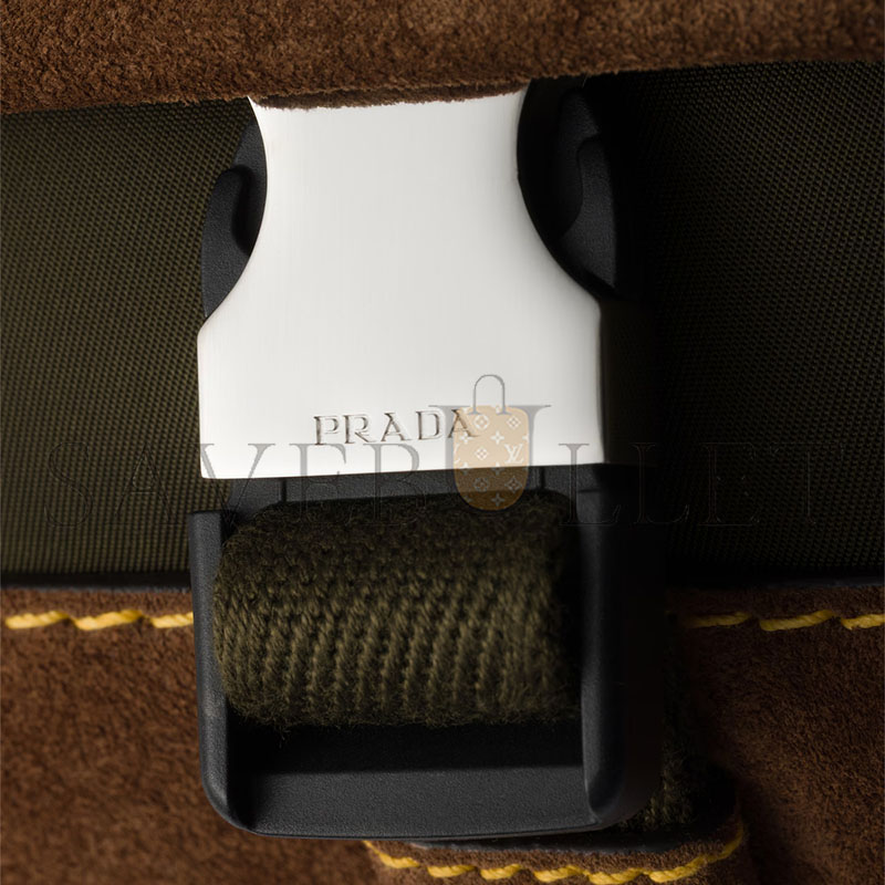Pra*a re-nylon and suede belt bag 2vh176 (18*15*5cm)